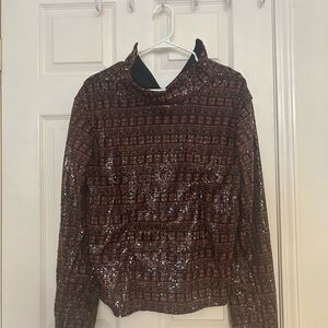 Zara Sequin Turtleneck Sweater - Black and Red
